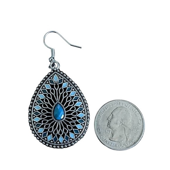 Waterdrop Teal Southwestern TribalBoho Dangle Style‎ Earrings, NWT - Picture 3 of 5